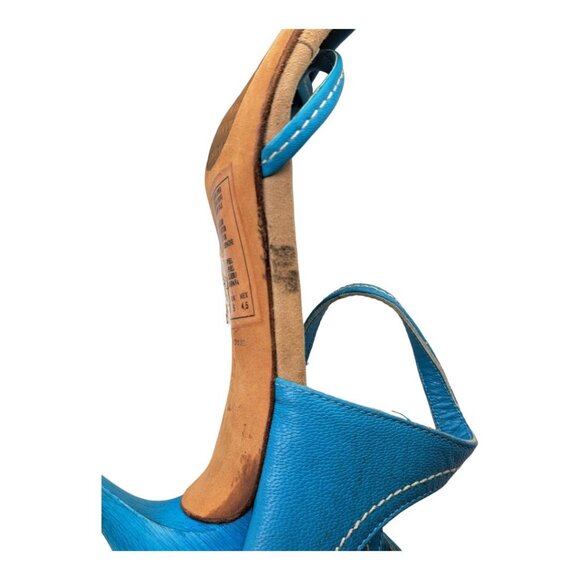 Kenneth Cole New York Women's Blue Leather Sandals Zipper Open Toe Heel Size 7 - Picture 2 of 10